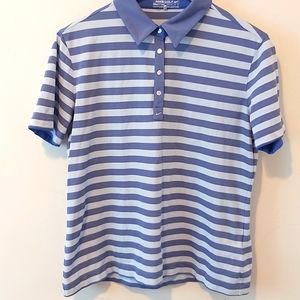 NIKE | Boys Striped Golf Polo Shirt Purple Blue Size Large (12-14)